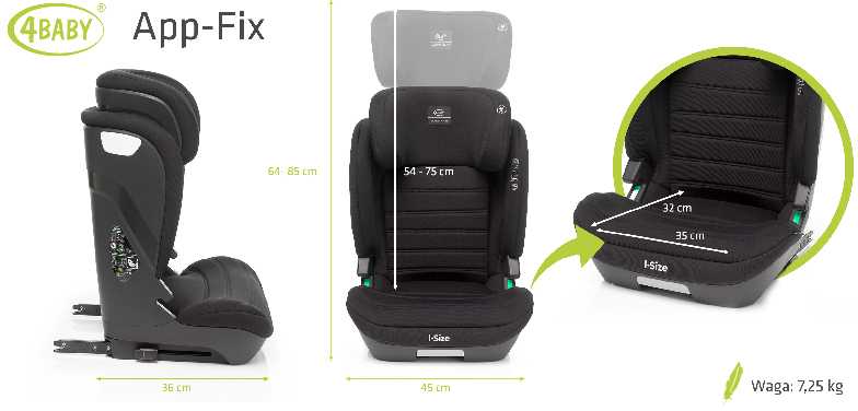 AM Tullo 4Baby autokėdutė APP-FIX XXIV 100-150CM juoda I-SIZE