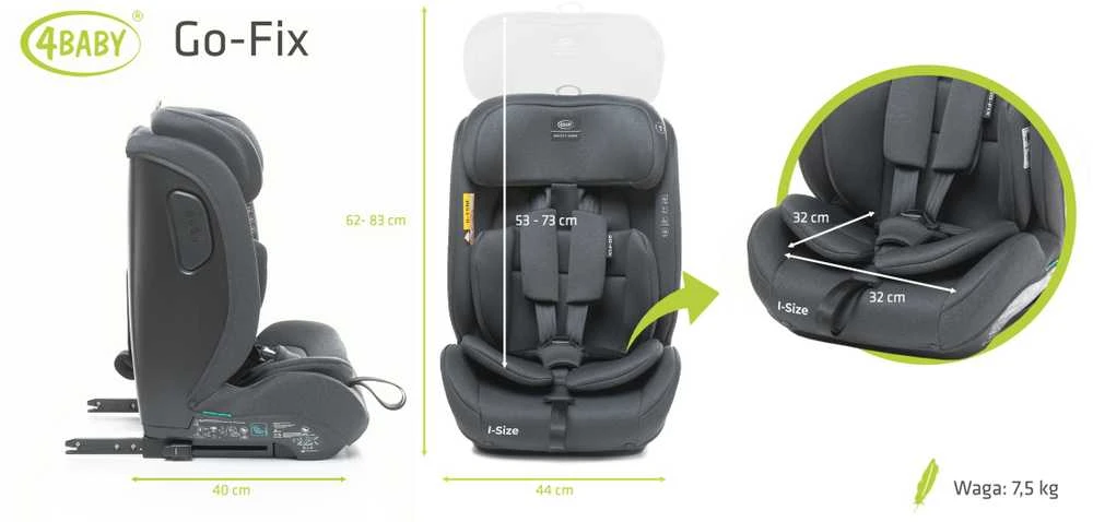 AM Tullo 4Baby autokėdutė GO-FIX 76-150CM tamsiai pilka I-SIZE