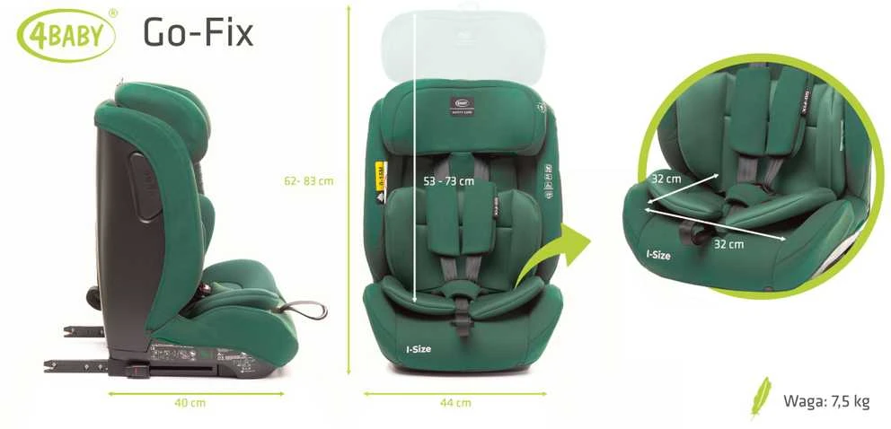 AM Tullo 4Baby autokėdutė GO-FIX 76-150CM žalia I-SIZE