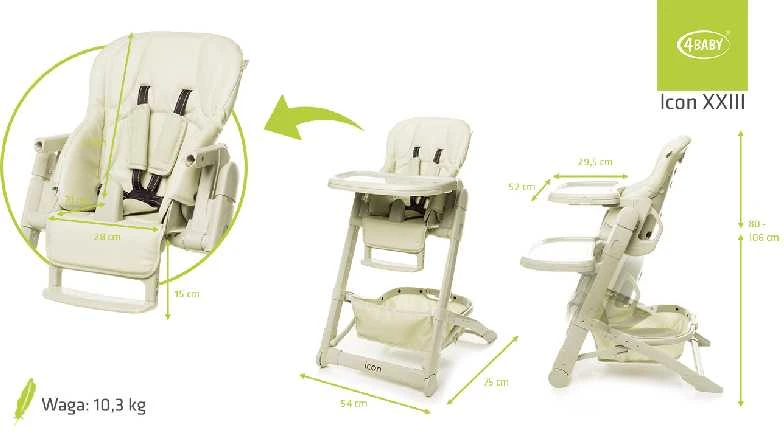 4Baby 4 BABY ICON smėlio spalvos vaikiška kėdė