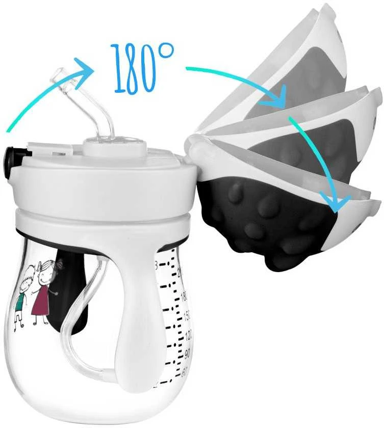 AKUKU neišsiliejantis mokomasis puodelis su svareliu ir dviem rankenėlėmis, 250 ml, A0034