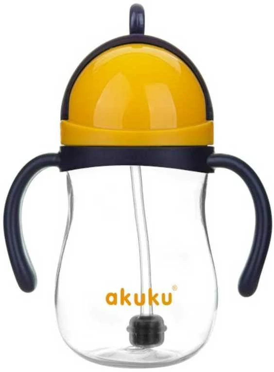 AKUKU neišsiliejantis mokomasis puodelis su rankenėlėmis ir svareliu, 280 ml, A0165