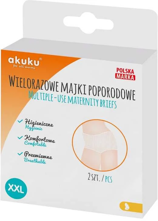 Akuku daugkartinės tinklinės kelnaitės po gimdymo, dydis - XXL, 2 vnt. А0236