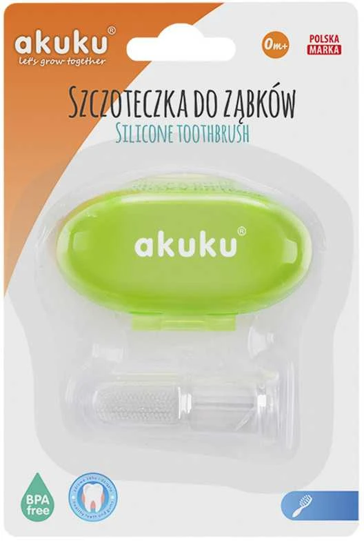 AKUKU silikoninis dantų šepetėlis su dėžute Žalias, A0264