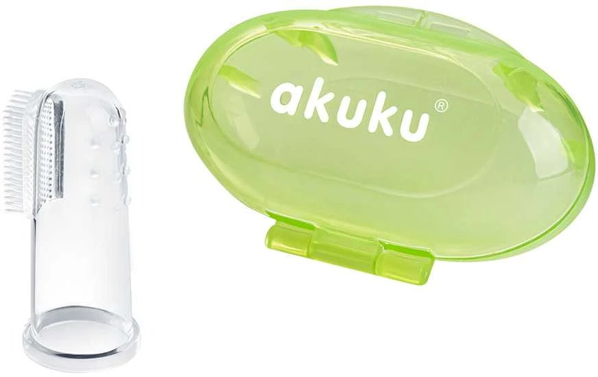 AKUKU silikoninis dantų šepetėlis su dėžute Žalias, A0264