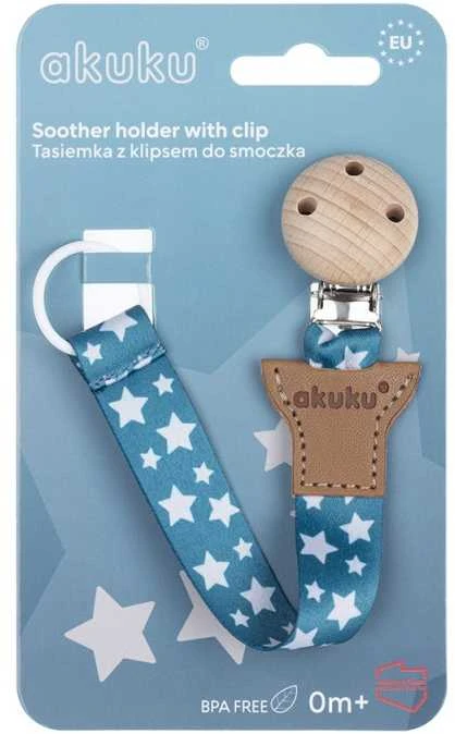AKUKU A0584 Juostelė / pakabukas čiulptukui žvaigždėms sidabrinis