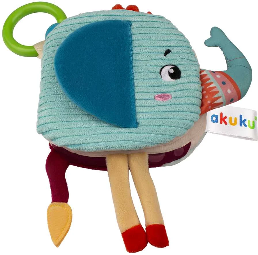 Akuku pliušinis drambliukas sensorinė knygelė