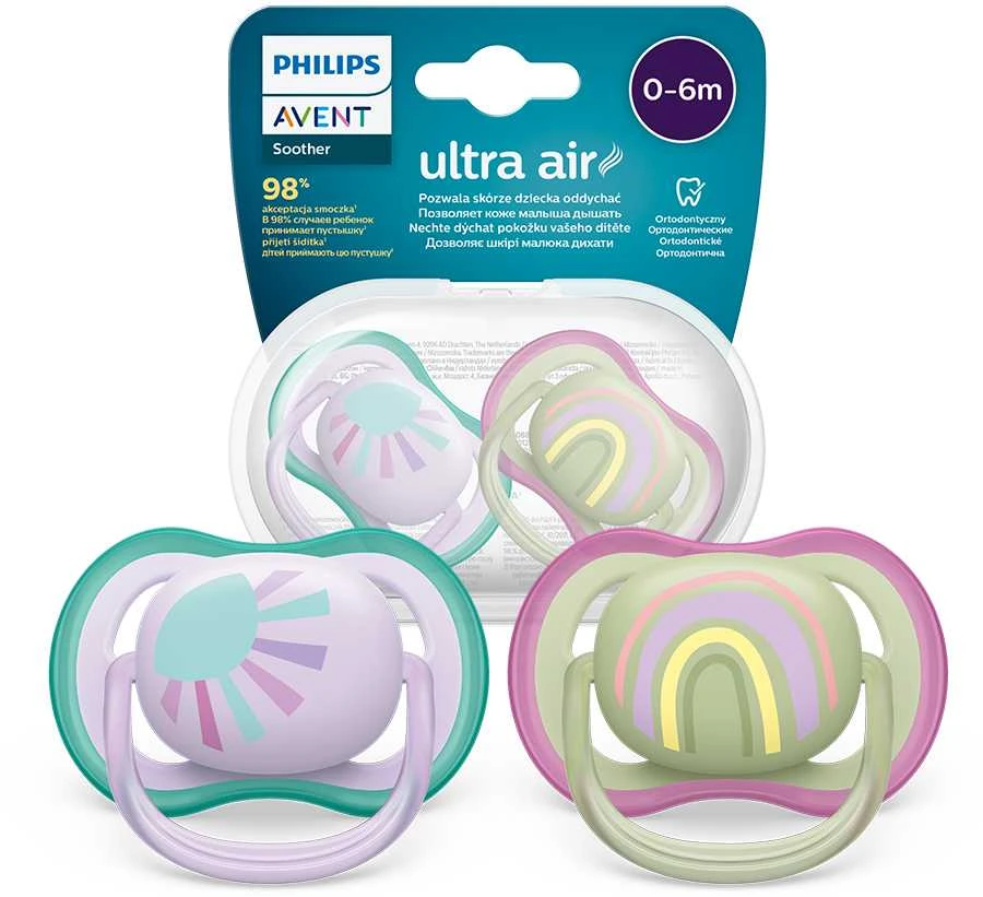 Philips AVENT SCF085/59 Ultra Air čiulptukas 0-6m saulės/vaivorykštės mergaitė