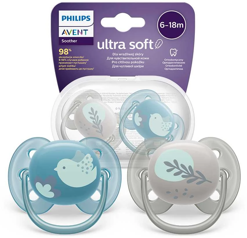 Philips AVENT SCF091/15 Žindukas Ultra Soft 6-18m šakelė/paukštis