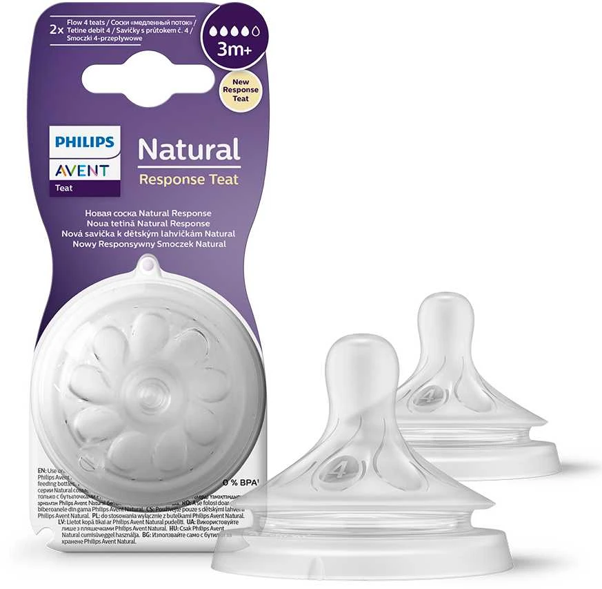 Philips AVENT Natural Response 3+ mėn. Nr. 4 vidutinės tėkmės žindukai, 2 vnt.