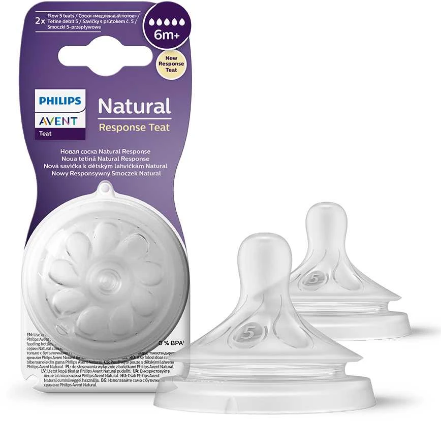 Philips AVENT Natural Response 6+ mėn. Nr. 5 vidutinės tėkmės žindukai, 2 vnt.