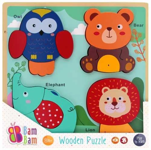 Bambam BAM BAM 541644 medinis Safari dėlionės