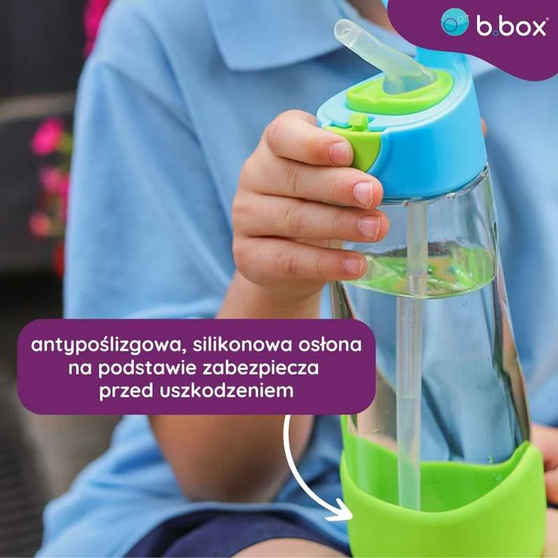 B.BOX BB00221 Tritan vandens butelis su šiaudeliu 600 ml braškių kokteilis