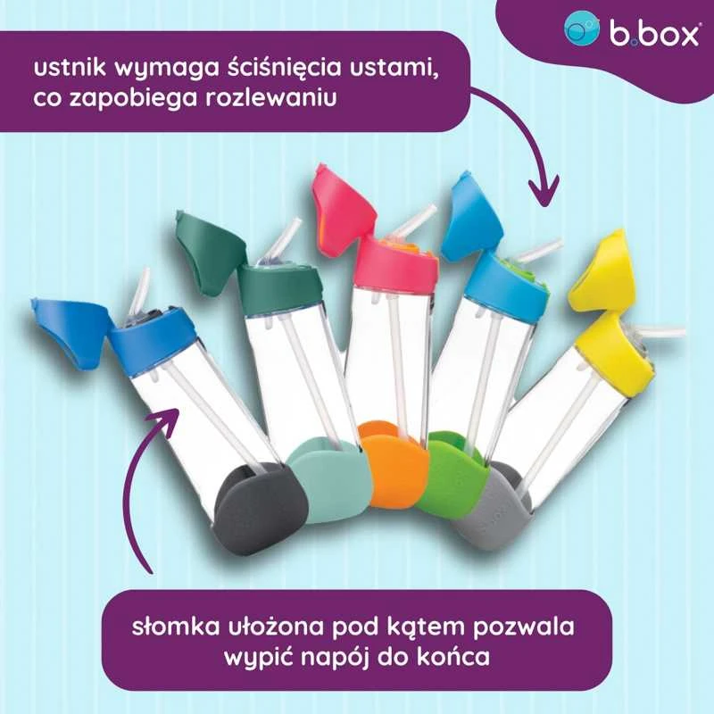 B.BOX BB00221 Tritan vandens butelis su šiaudeliu 600 ml braškių kokteilis