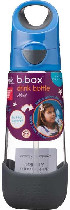 B.BOX BB00224 Tritan vandens butelis su šiaudeliu 600 ml mėlynas skalūnas