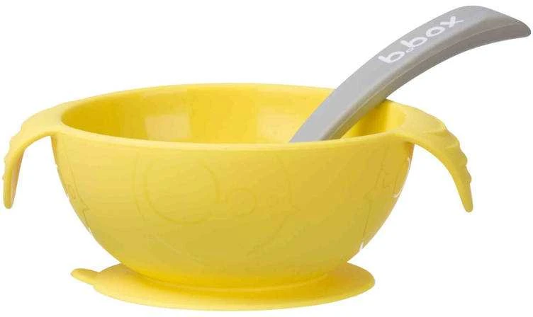 B.BOX BB00473 Silikoninis dubuo su siurbtuku ir šaukštu Lemon Sherbet