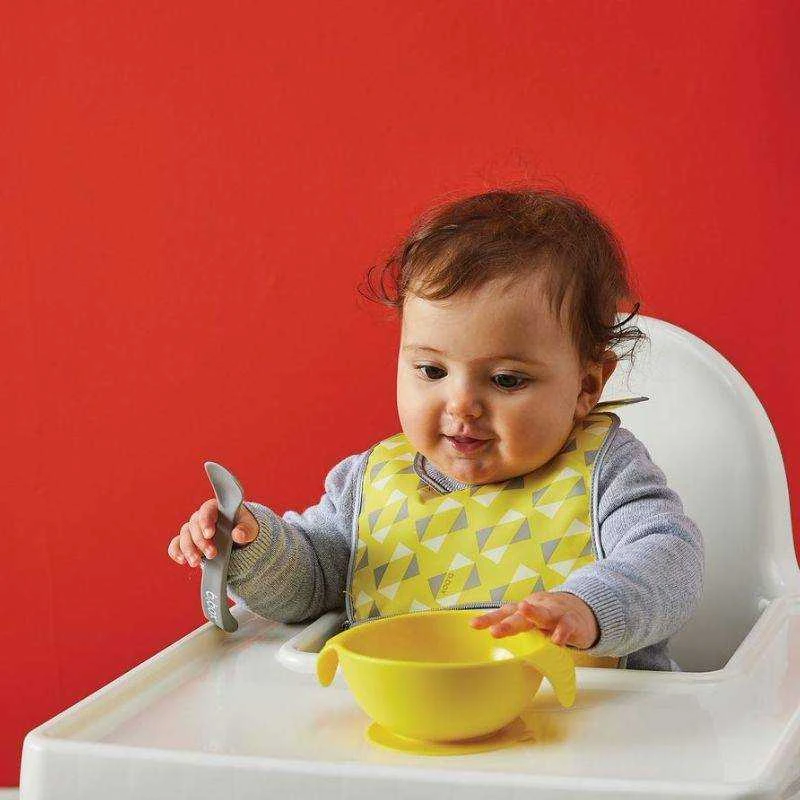 B.BOX BB00473 Silikoninis dubuo su siurbtuku ir šaukštu Lemon Sherbet