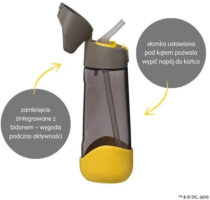 B.BOX BB00915 Tritan vandens butelis su šiaudeliu 600 ml Betmenas