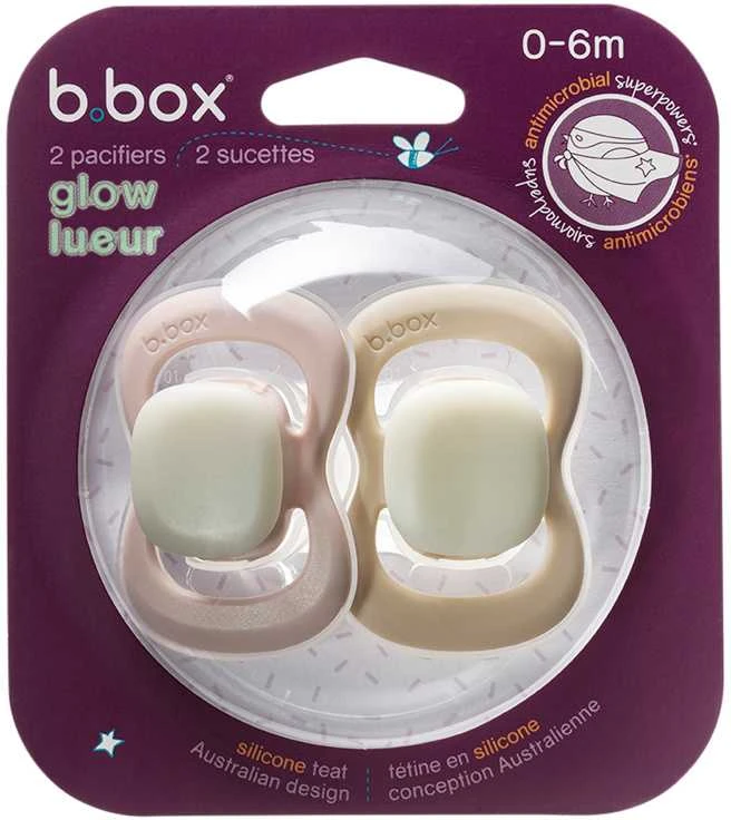 B.BOX BB300711 Simetriškas silikoninis čiulptukas 0-6m 2 vnt švyti tamsiai rožine/latte