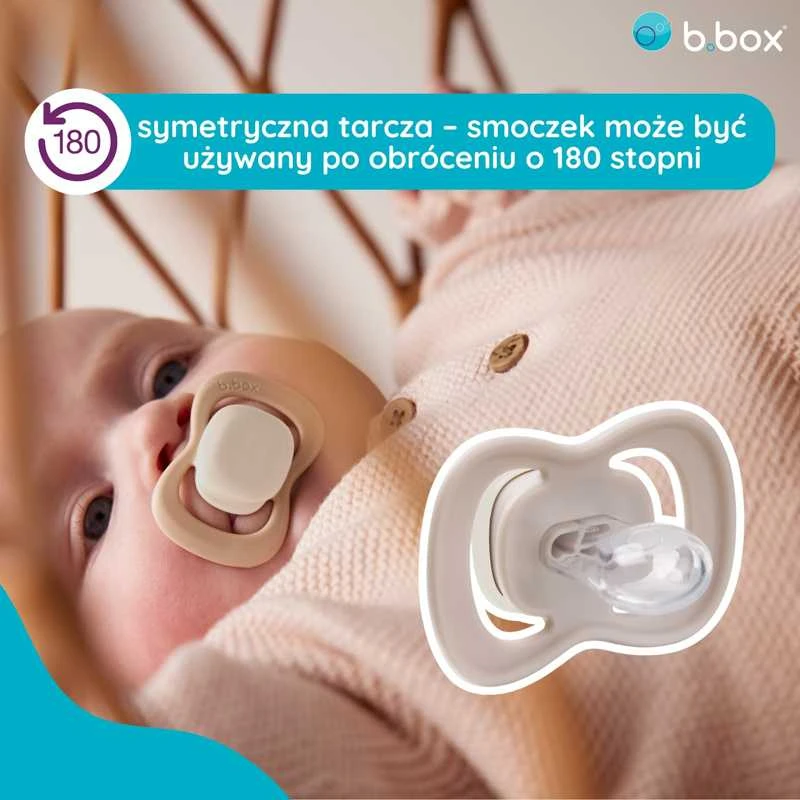 B.BOX BB300711 Simetriškas silikoninis čiulptukas 0-6m 2 vnt švyti tamsiai rožine/latte