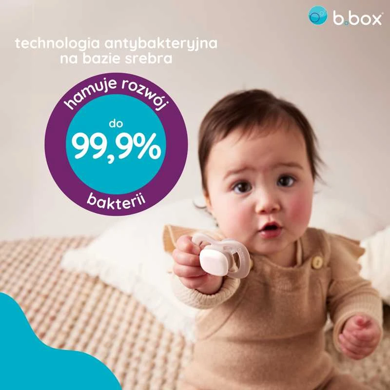 B.BOX BB300811 Simetriškas silikoninis čiulptukas 6m+ 2 vnt švyti tamsiai rožine/latte