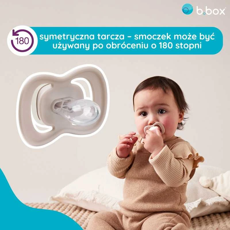 B.BOX BB300811 Simetriškas silikoninis čiulptukas 6m+ 2 vnt švyti tamsiai rožine/latte