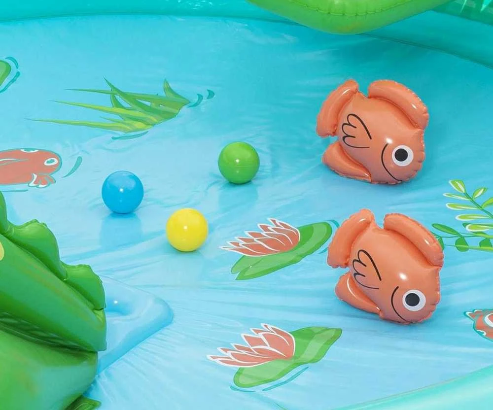 Bestway pripučiama žaidimų aikštelė CROCODILE čiuožykla + purkštuvas + kamuoliukai 53166