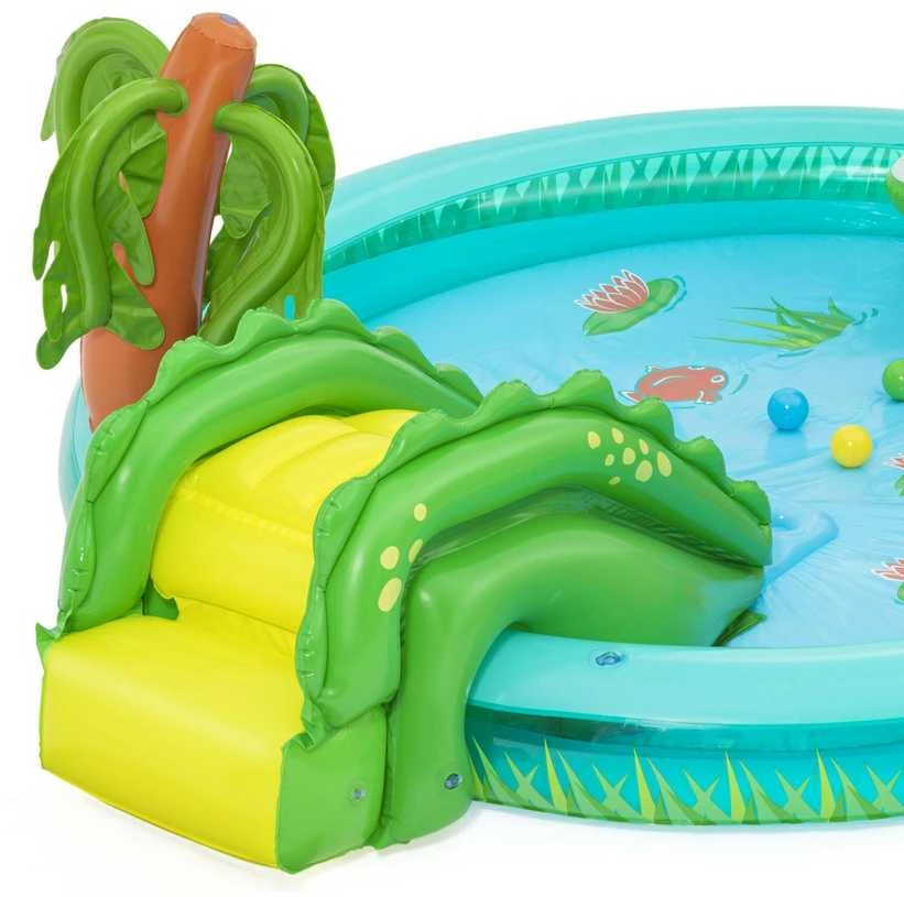 Bestway pripučiama žaidimų aikštelė CROCODILE čiuožykla + purkštuvas + kamuoliukai 53166