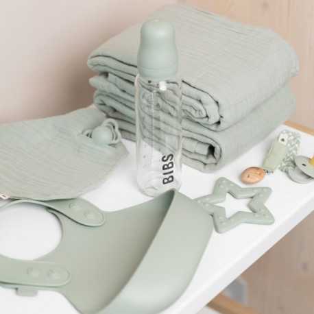 BIBS stiklinis buteliukas nuo dieglių 110 ml (Sage) pilnas komplektas