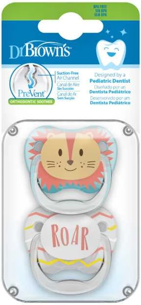 DR. BROWN'S Čiulptukai PreVent 0-6 mėn., 2 vnt. LION