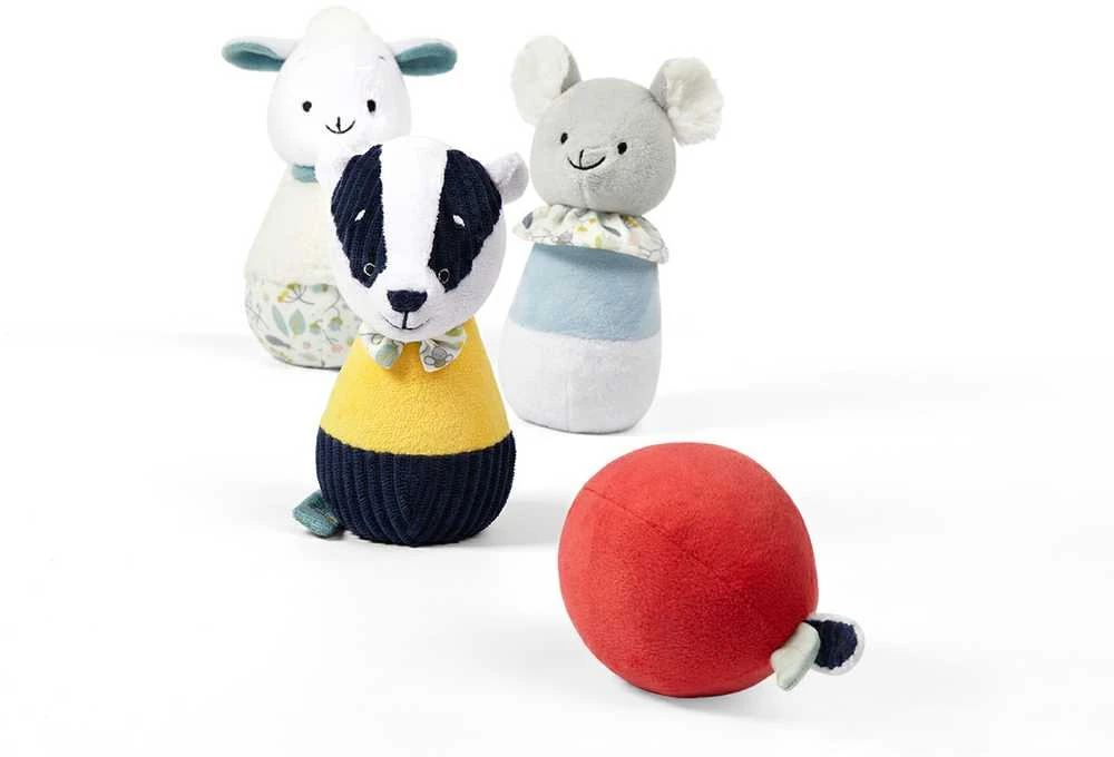 Baby Ono B.O.1437 Edukacinis žaislas-pliušinis boulingas BADGER EDMUND FRIENDS+ 2 puodeliai galvos plovimui NEMOKAMAI!