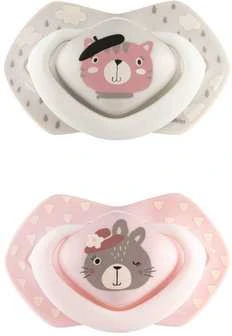 CANPOL BABIES silikoninis simetrinis čiulptukas BONJOUR PARIS, 18 mėn.+,2 vnt., 22/649_pin