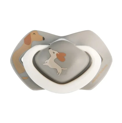 CANPOL BABIES silikoniniai simetriniai čiulptukai Light touch DOGS, 0-6m, 2 vnt., 22/670