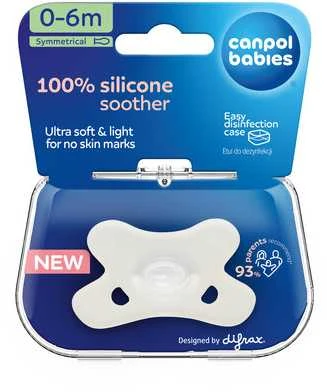 Canpolbabies CANPOL BABIES 100% silikoninis simetrinis čiulptukas 0-6 mėn., 1 vnt., 24/001_whi