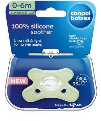 Canpolbabies CANPOL BABIES 100% silikoninis simetrinis čiulptukas 0-6 mėn., 1 vnt., 24/001_gre