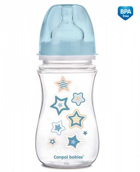 Canpolbabies CANPOL BABIES buteliukas plataus kaklelio Easy Start Newborn Anti-colic 240ml 35/217 mėlynas stars
