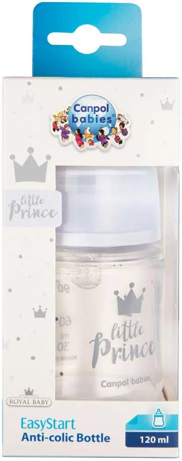 Canpolbabies CANPOL BABIES plataus kaklelio buteliukas EASYSTART ROYAL BABY, 120 ml, 35/233_blu