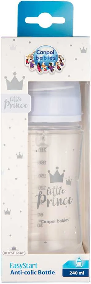 Canpolbabies CANPOL BABIES plataus kaklelio buteliukas EASYSTART ROYAL BABY, 240 ml, 35/234_blu
