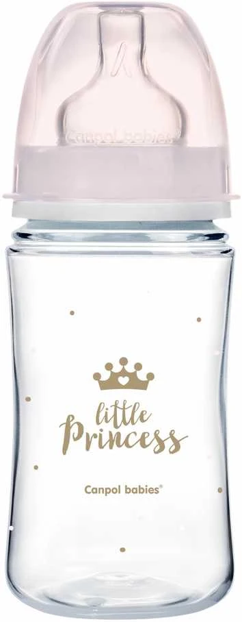 CANPOL BABIES plataus kaklelio buteliukas EASYSTART ROYAL BABY, 240 ml, 35/234_pin