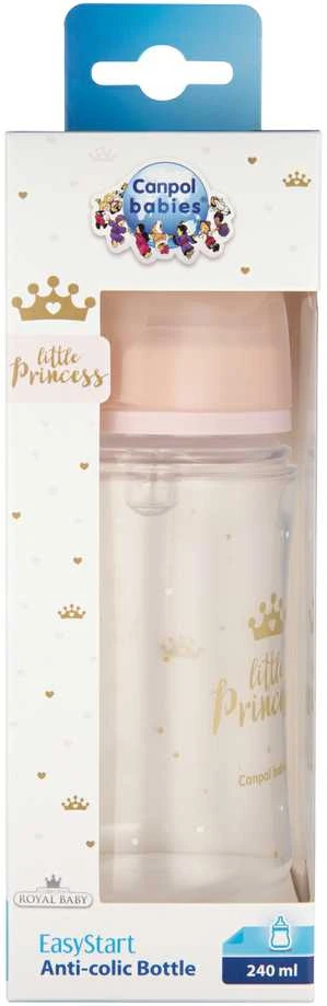 CANPOL BABIES plataus kaklelio buteliukas EASYSTART ROYAL BABY, 240 ml, 35/234_pin