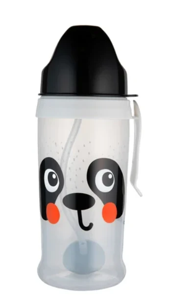Canpolbabies CANPOL BABIES neišsipilanti sportinė gertuvė su šiaudeliu BabiesBoo panda, 270 ml, 56/510_whi