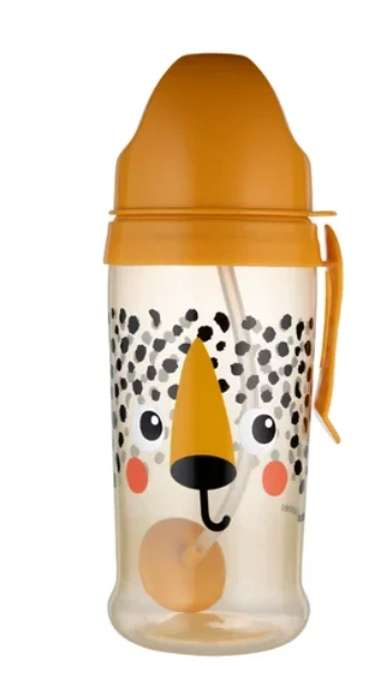 Canpolbabies CANPOL BABIES neišsipilanti sportinė gertuvė su šiaudeliu BabiesBoo cheetah, 270 ml, 56/510_ora