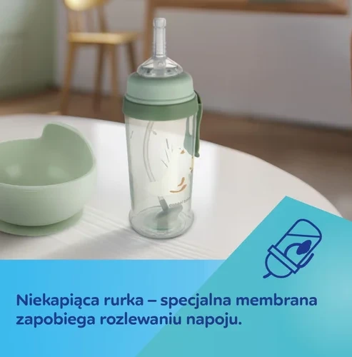 Canpolbabies CANPOL 56/510_bro Neišsiliejantis vandens butelis su vamzdeliu ir virduliu 350ml ŠUNYS