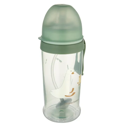 CANPOL 56/510_gre Neišsiliejantis vandens butelis su vamzdeliu ir virduliu 350ml GOOSE
