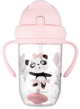 Canpolbabies CANPOL BABIES neišsipilanti gertuvė su šiaudeliu EXOTIC ANIMALS, 6m+, 270ml, rožinės spalvos, 56/606_pin