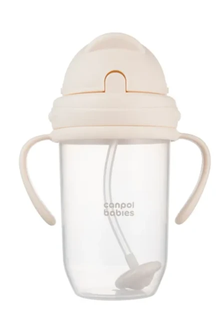 CANPOL BABIES neišsipilanti gertuvė su šiaudeliu, 270 ml, crème, 56/623_cre