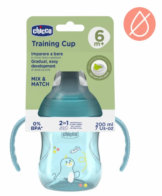 Chicco Puodelis su twardym ustnikiem 200ml turkio 6m+
