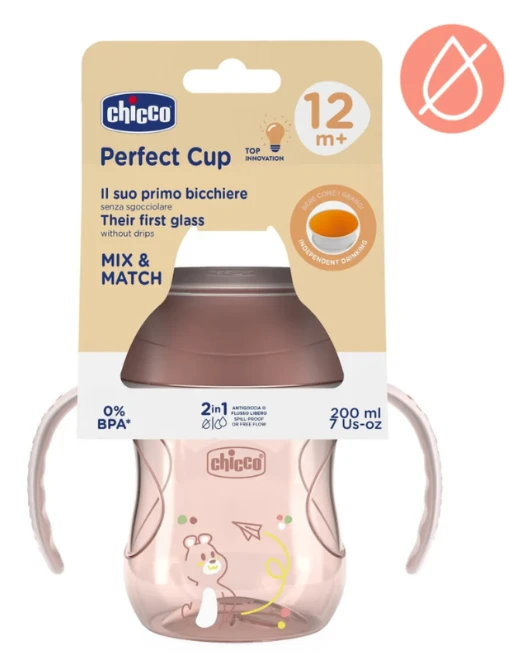 Chicco Puodelis 360` savarankiško gėrimo mokymuisi, 200 ml persikų