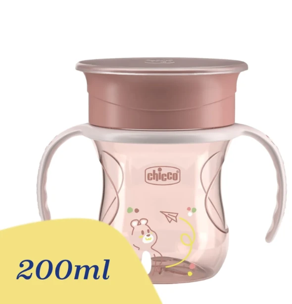 Chicco Puodelis 360` savarankiško gėrimo mokymuisi, 200 ml persikų