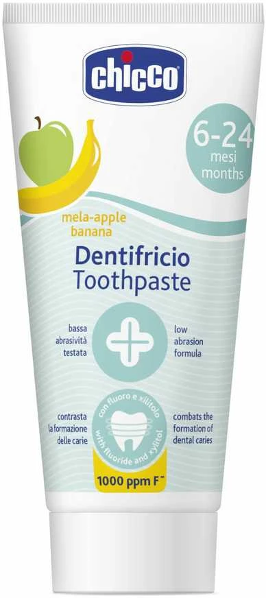 CHICCO 00012100000000 obuolių-bananų fluorido dantų pasta 50ml